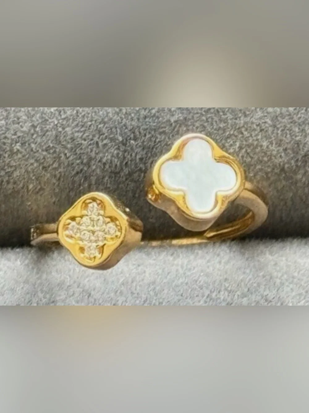 Rachel Zoe Sterling Silver 925 Gold Plated Double Clover Ring - USA Size 7.5